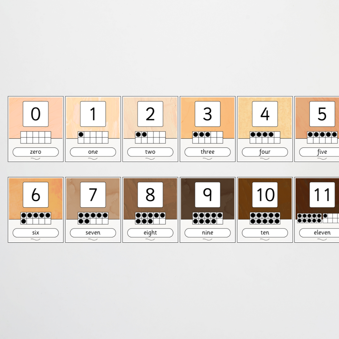 Ten Frames Number Posters - Neutral Classroom Decor