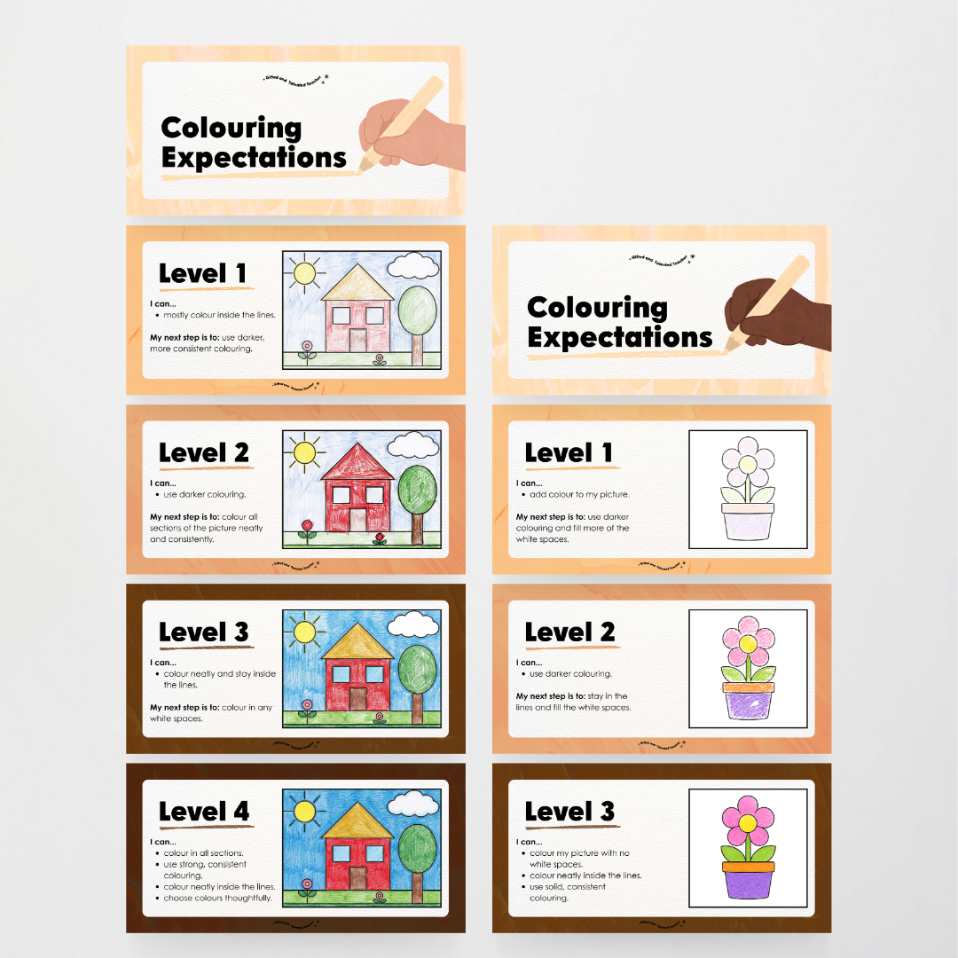 Colouring / Coloring Expectations Classroom Wall Display - Neutral Classroom Decor