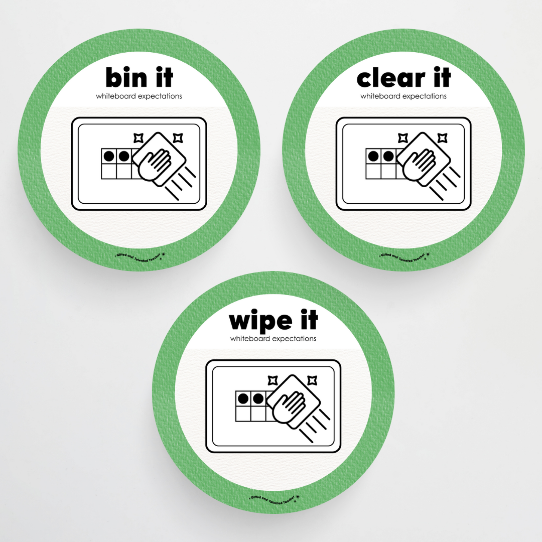 Mini Whiteboard Expectations, Prompts and Cues: Circle Icons - Leafy Greens Classroom Decor