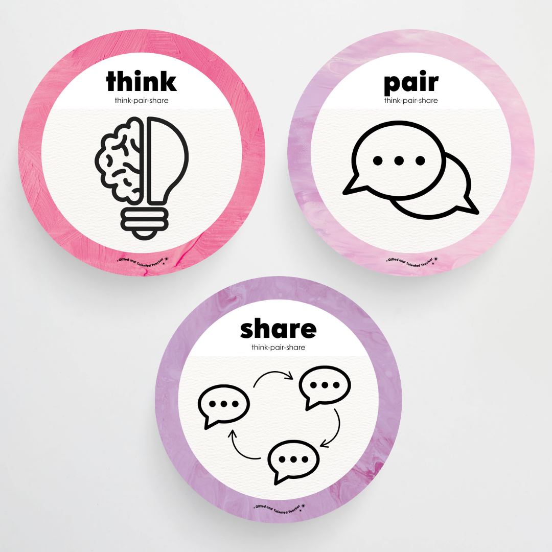 Pete Cromer: Think, Pair, Share Wall Display and Digital Circle Icons - Sea Life Classroom Decor
