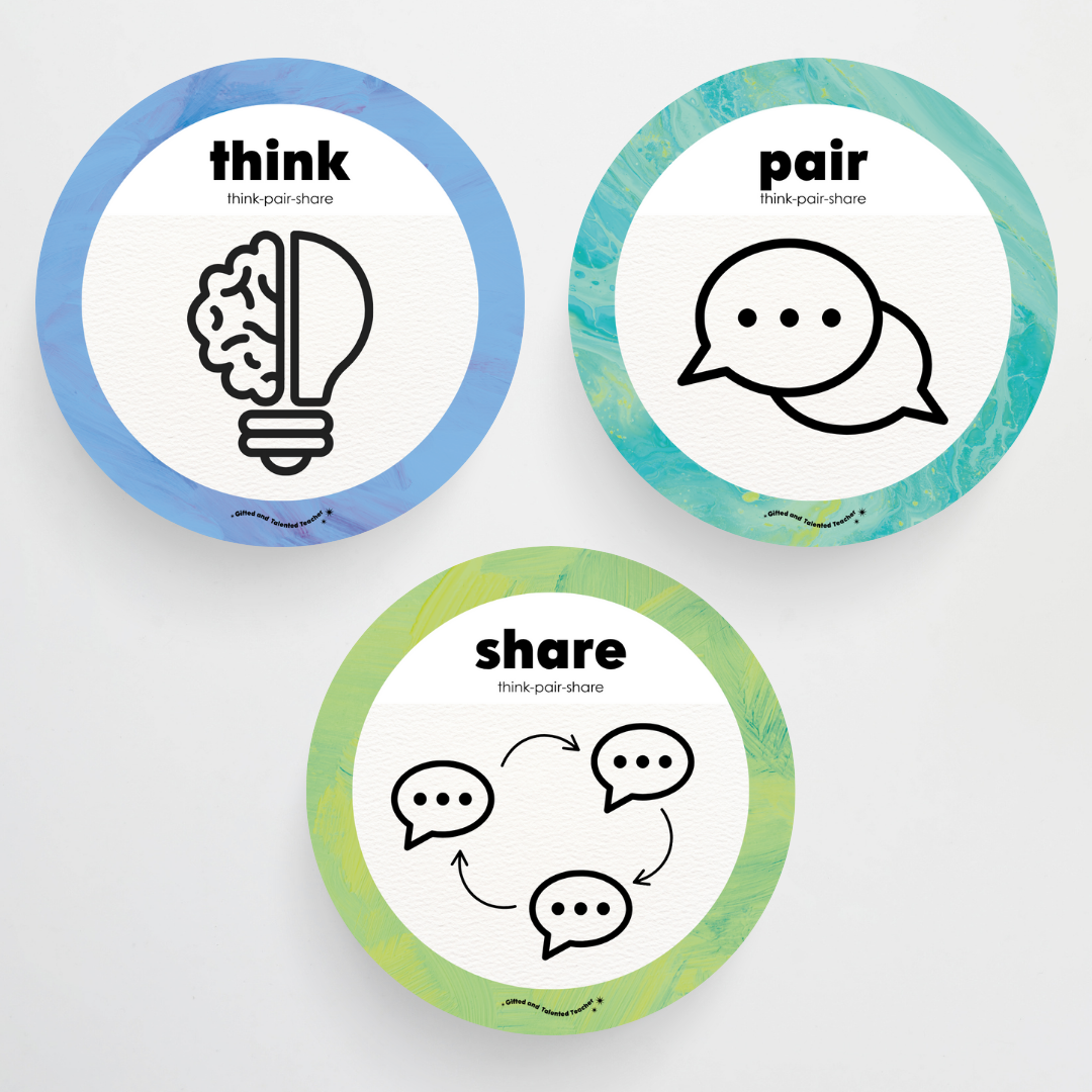 Pete Cromer: Think, Pair, Share Wall Display and Digital Circle Icons - Sea Life Classroom Decor
