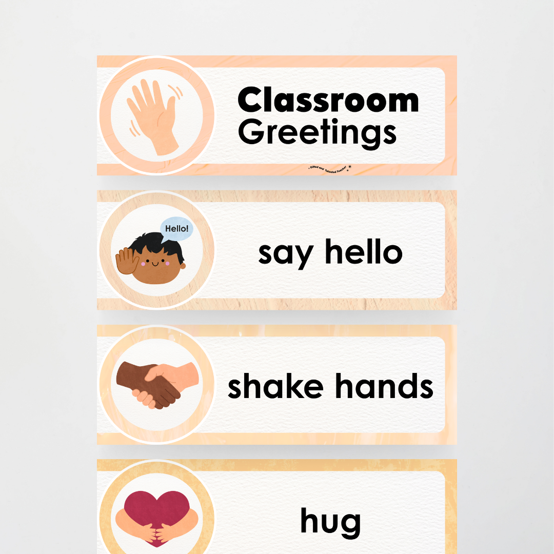 Morning Greetings - Neutral Classroom Decor