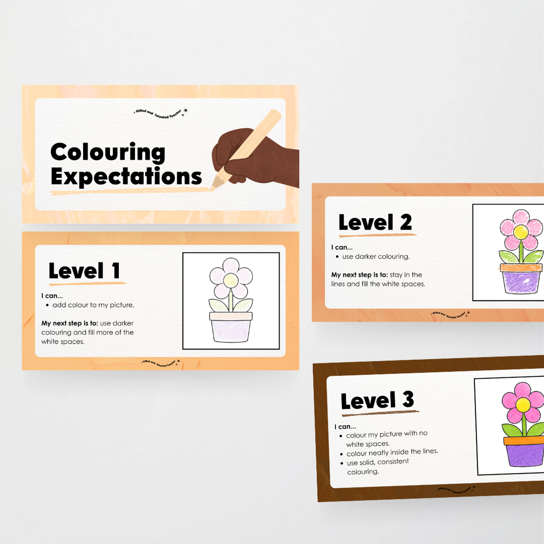Colouring / Coloring Expectations Classroom Wall Display - Neutral Classroom Decor