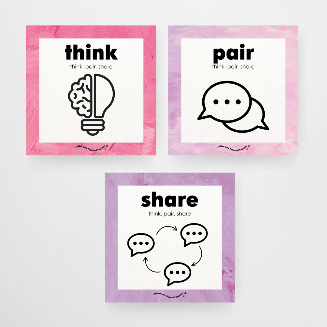 Pete Cromer: Think, Pair, Share Wall Display and Digital Square Icons - Sea Life Classroom Decor