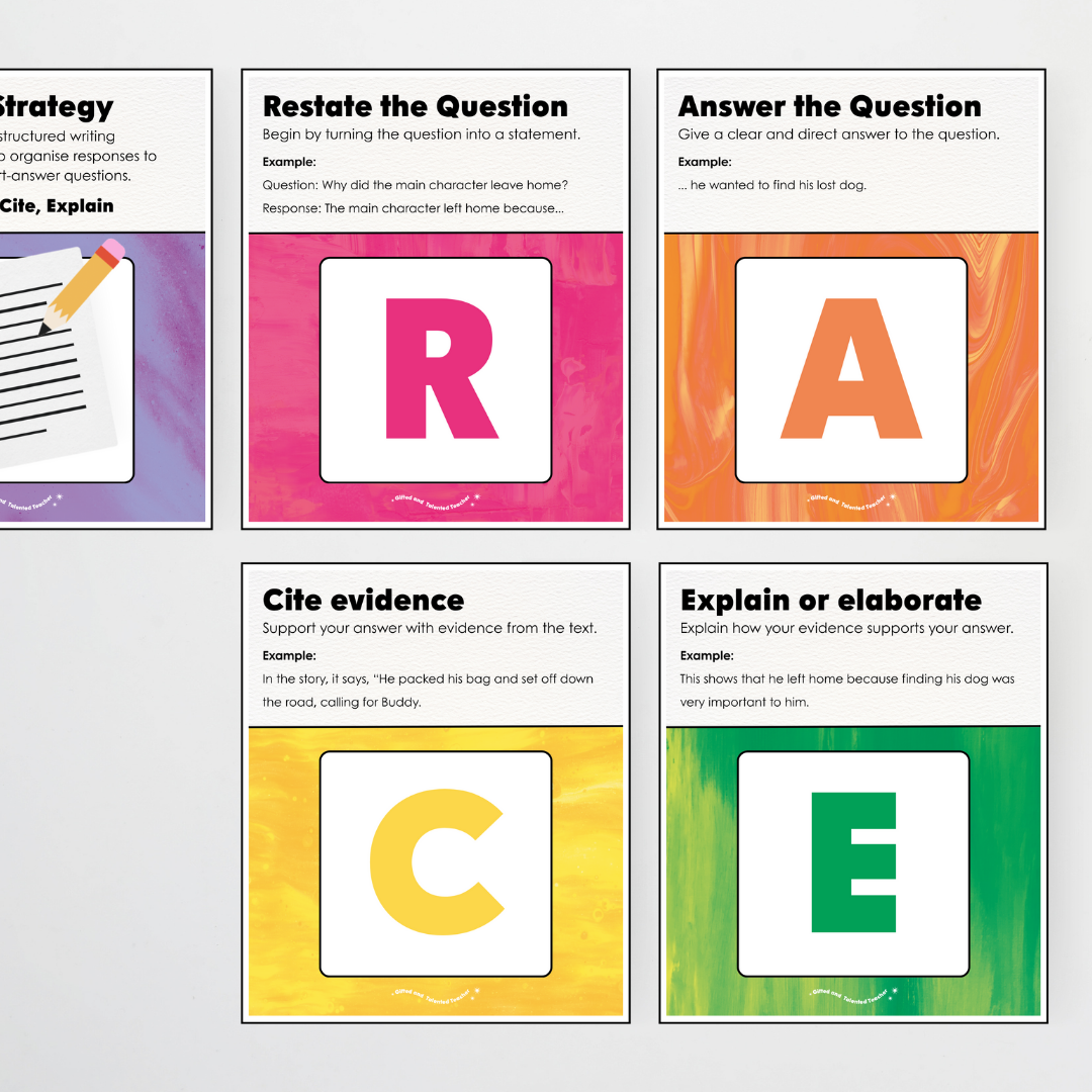 RACE Writing Strategy Poster Set - Australian Fauna and Flora Classroom Decor