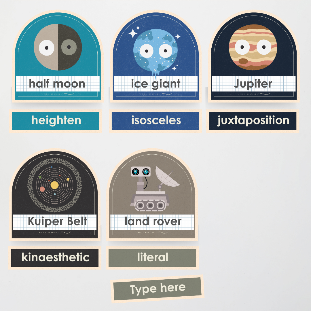 Philip Bunting: Word Wall (Upper Grades) - Watch this Space Classroom Decor