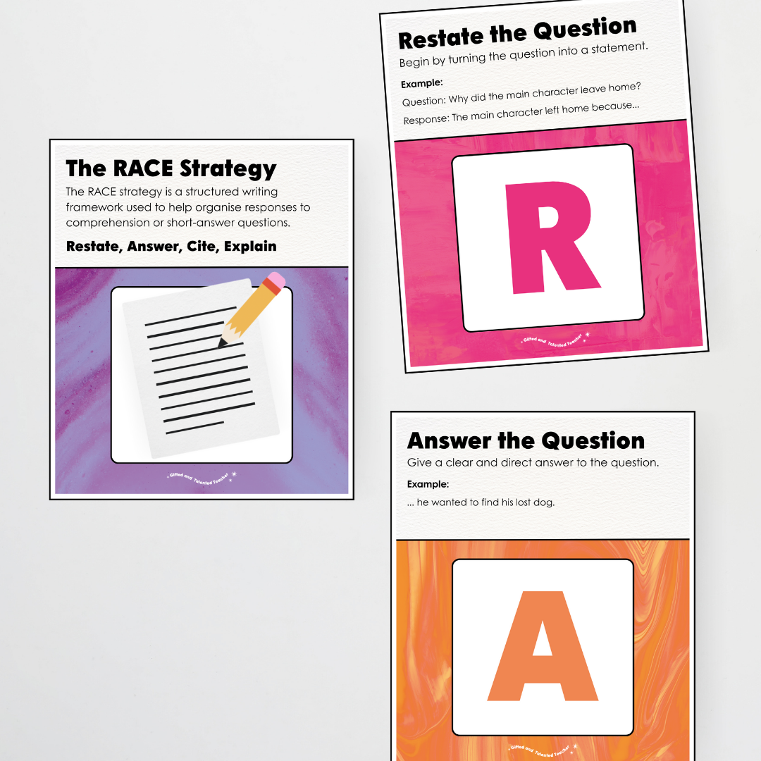 RACE Writing Strategy Poster Set - Australian Fauna and Flora Classroom Decor