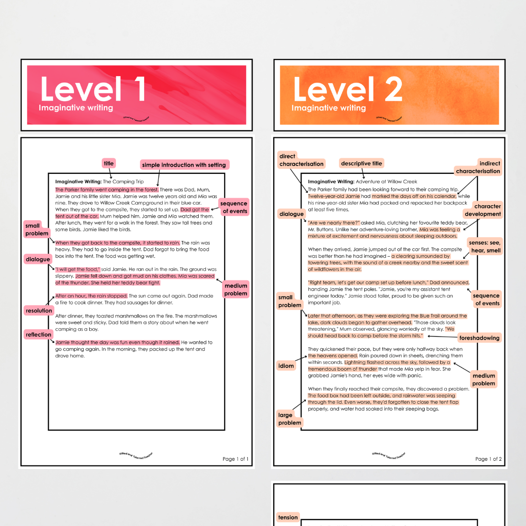 Year 5 and Year 6 - Imaginative Text: Level Up, Bump it Up, WAGOLL Wall Display and Activity