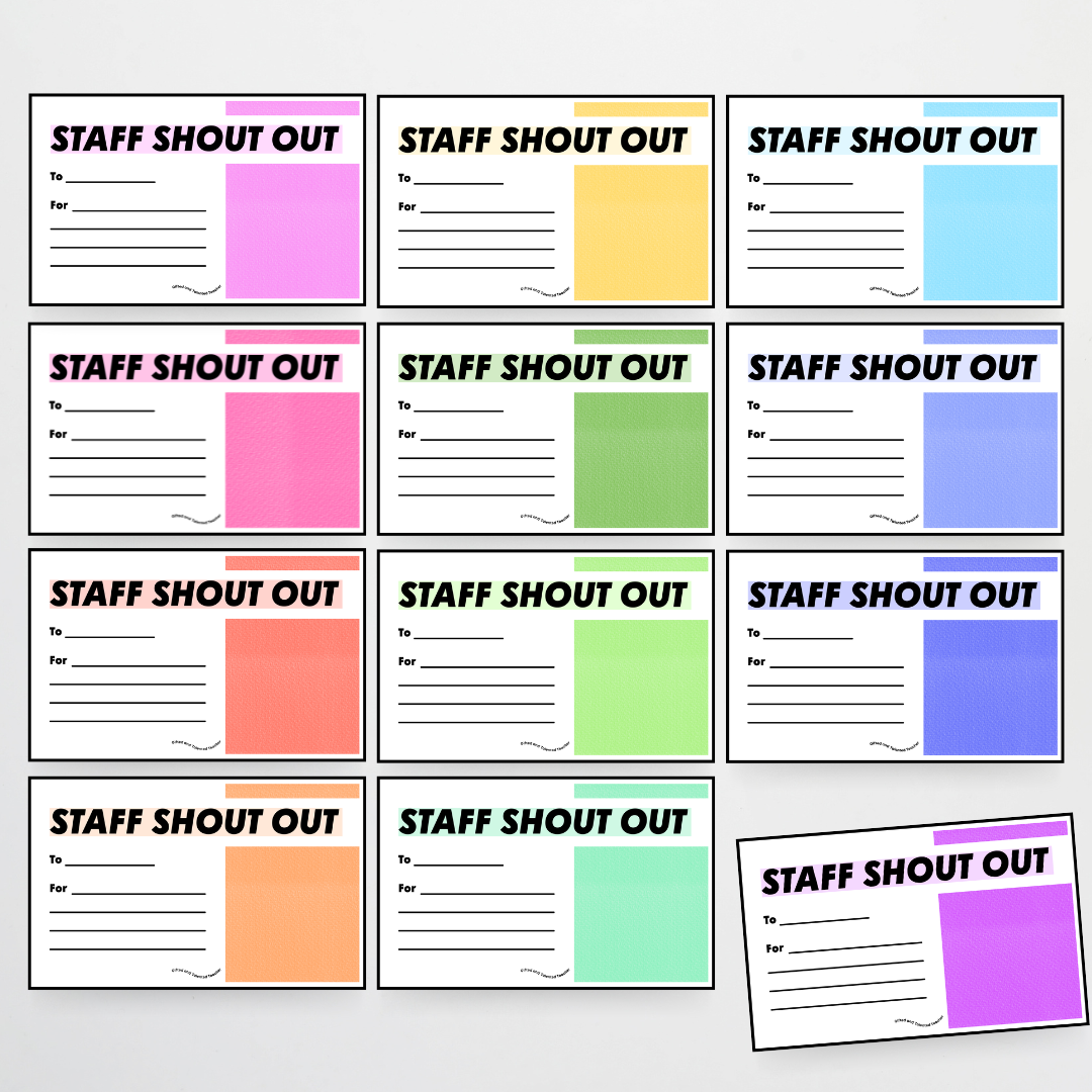 Staff Shout Out Bulletin Board: Free Template - Rainbow Classroom Decor