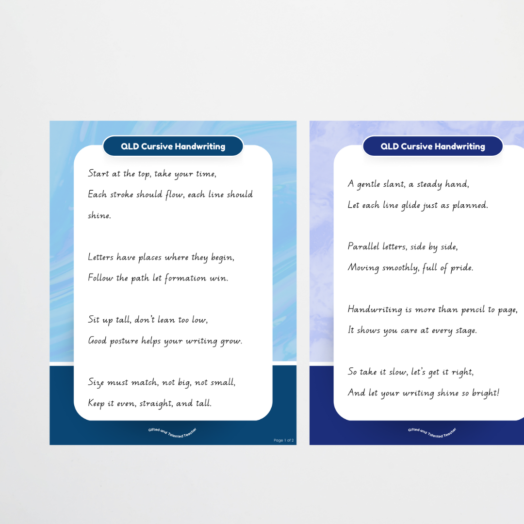 QLD Precursive Handwriting Posters - Rainbow