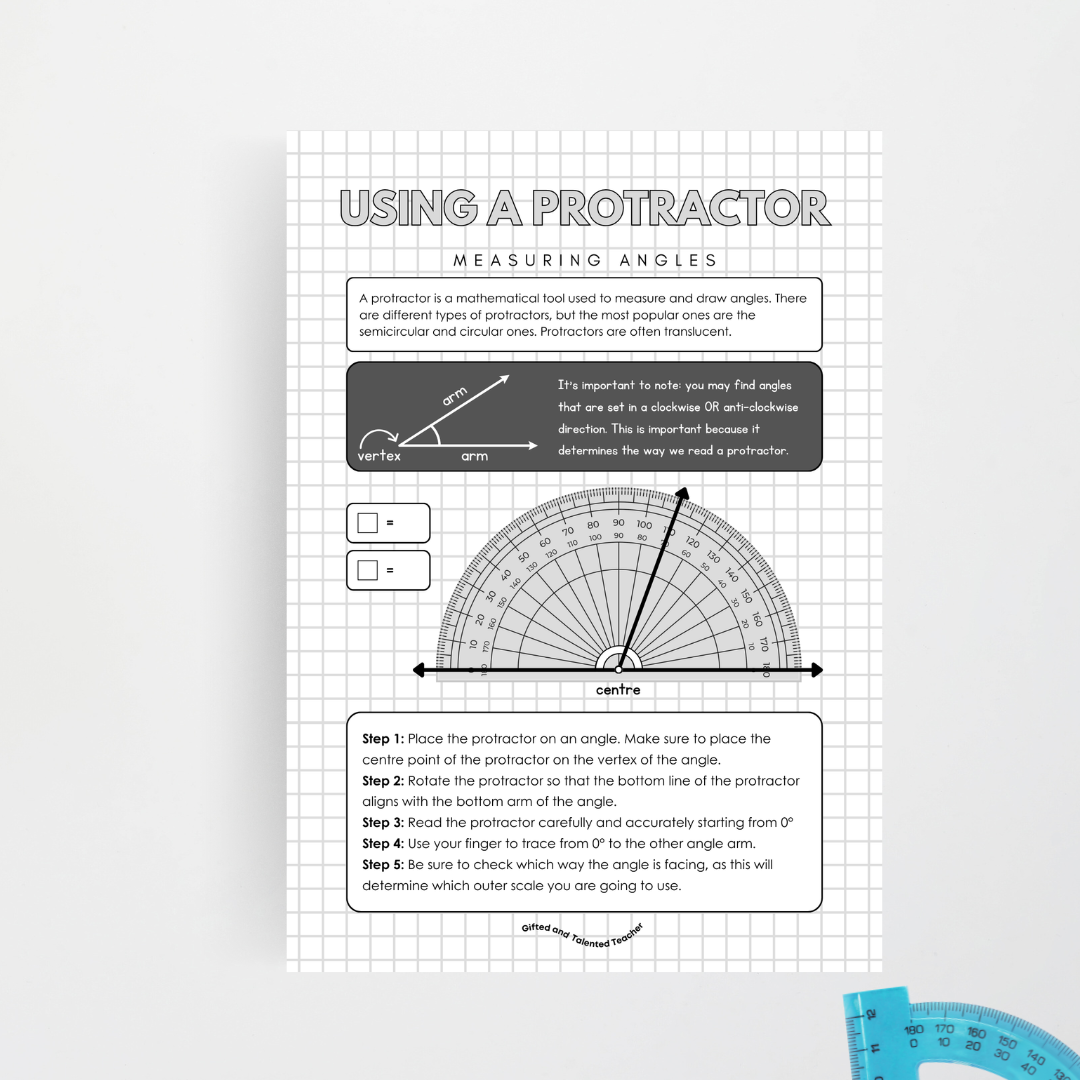 Measuring an angle: using a protractor Poster