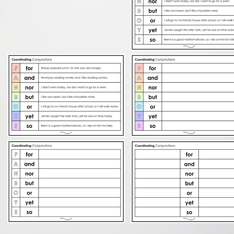 Coordinating Conjunctions: FANBOYS Poster, Bookmark and Activity ...