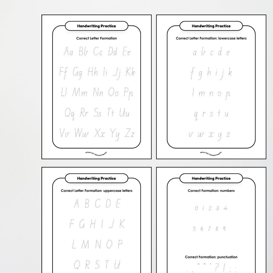 Victorian Print Font Handwriting Tracing Mats - Rainbow