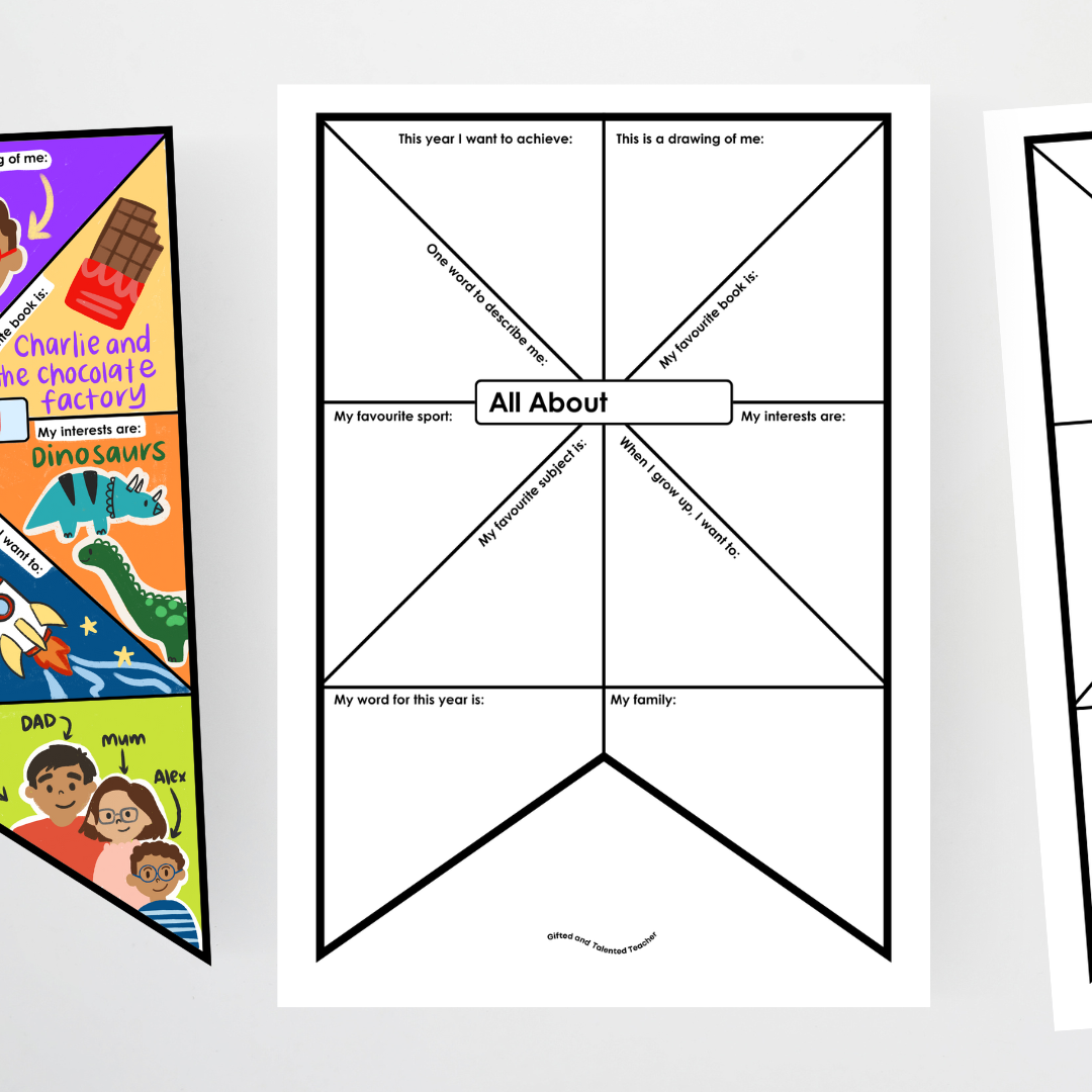 All About Me Bunting: Sectioned Bunting Activity - Back to School (Upper Grades)