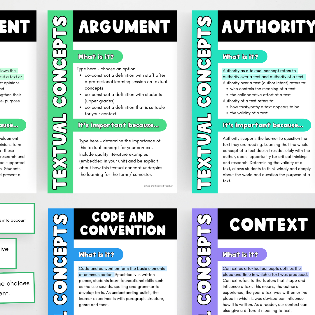 Textual Concepts - Posters and 'I can' statements | Teacher Resources