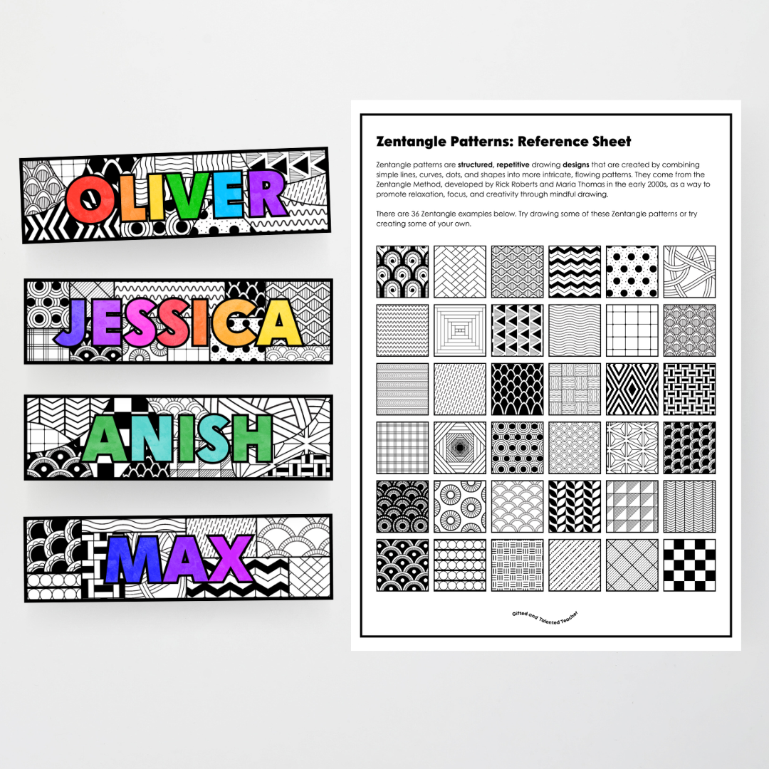 Zentangle Back to School Art Activity Classroom Resource