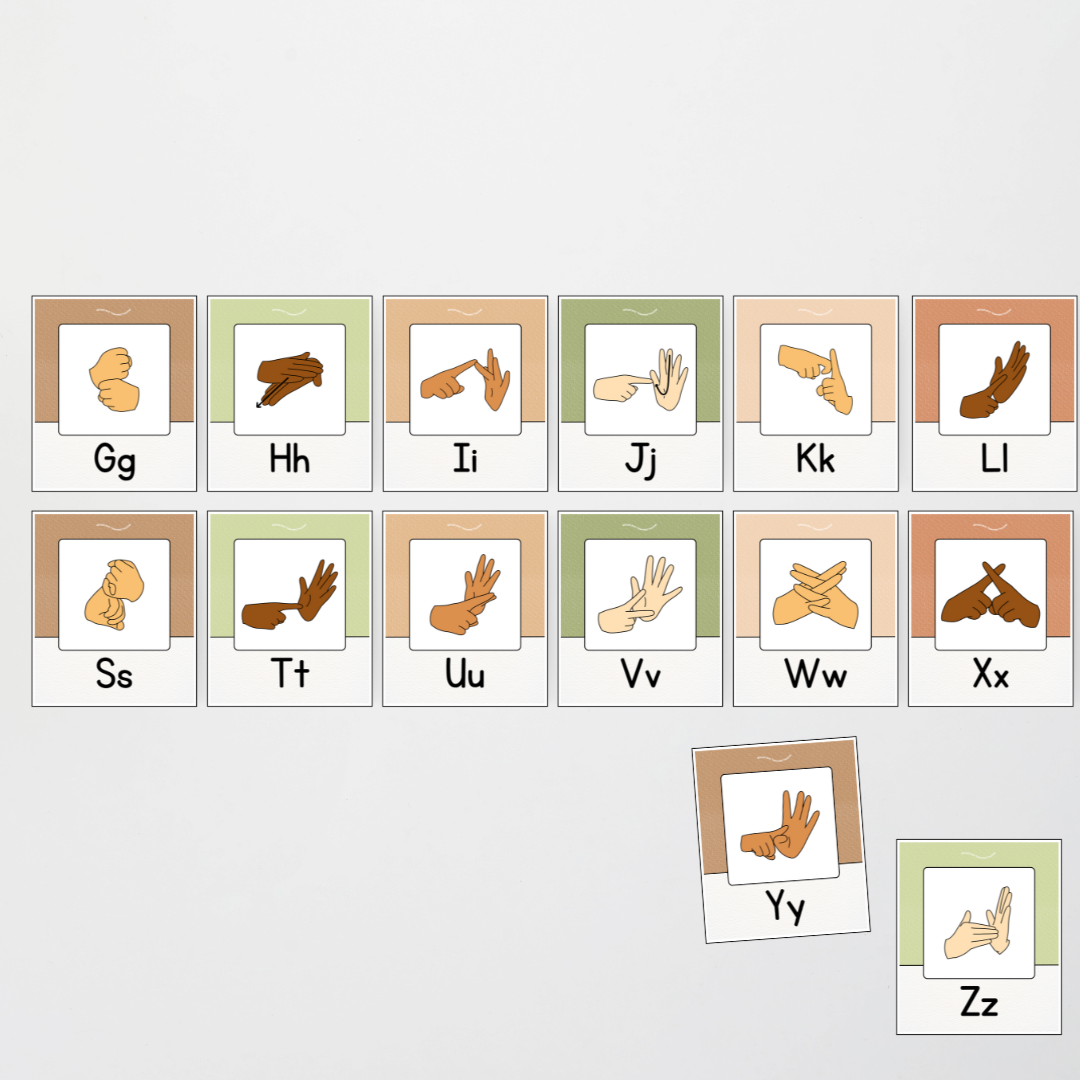 Auslan Alphabet Posters - Woodland Classroom Decor