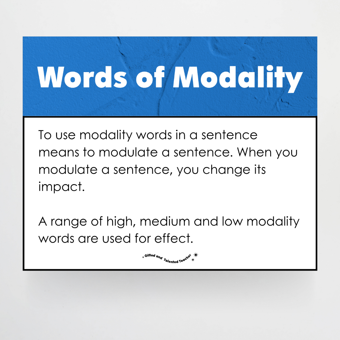 Words of Modality: High, Medium and Low Wall Display - North America Classroom Decor - Teacher Resources & Classroom Decor