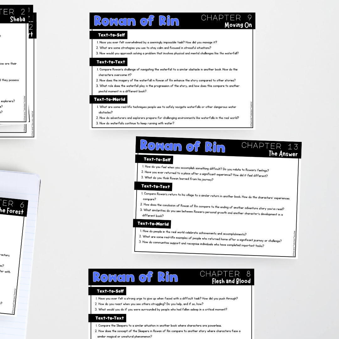 Rowan of Rin - Comprehension Task Cards