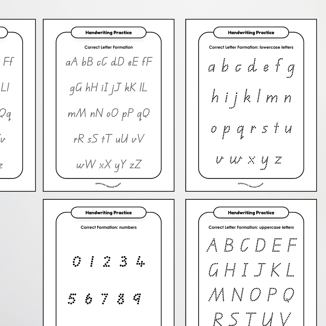 QLD Beginner Font Handwriting Tracing Mats - Rainbow