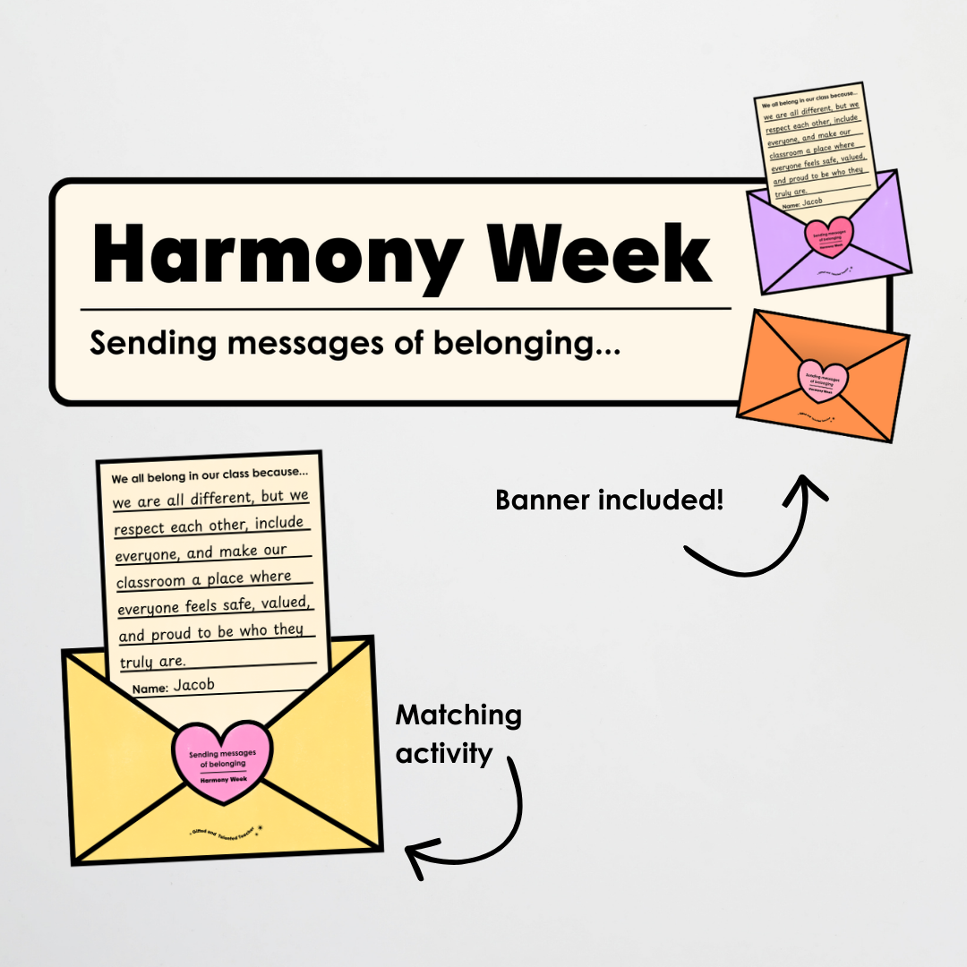 Harmony Day and Harmony Week: Letters and Messages of Belonging Classroom Activity - Teacher Resources & Classroom Decor