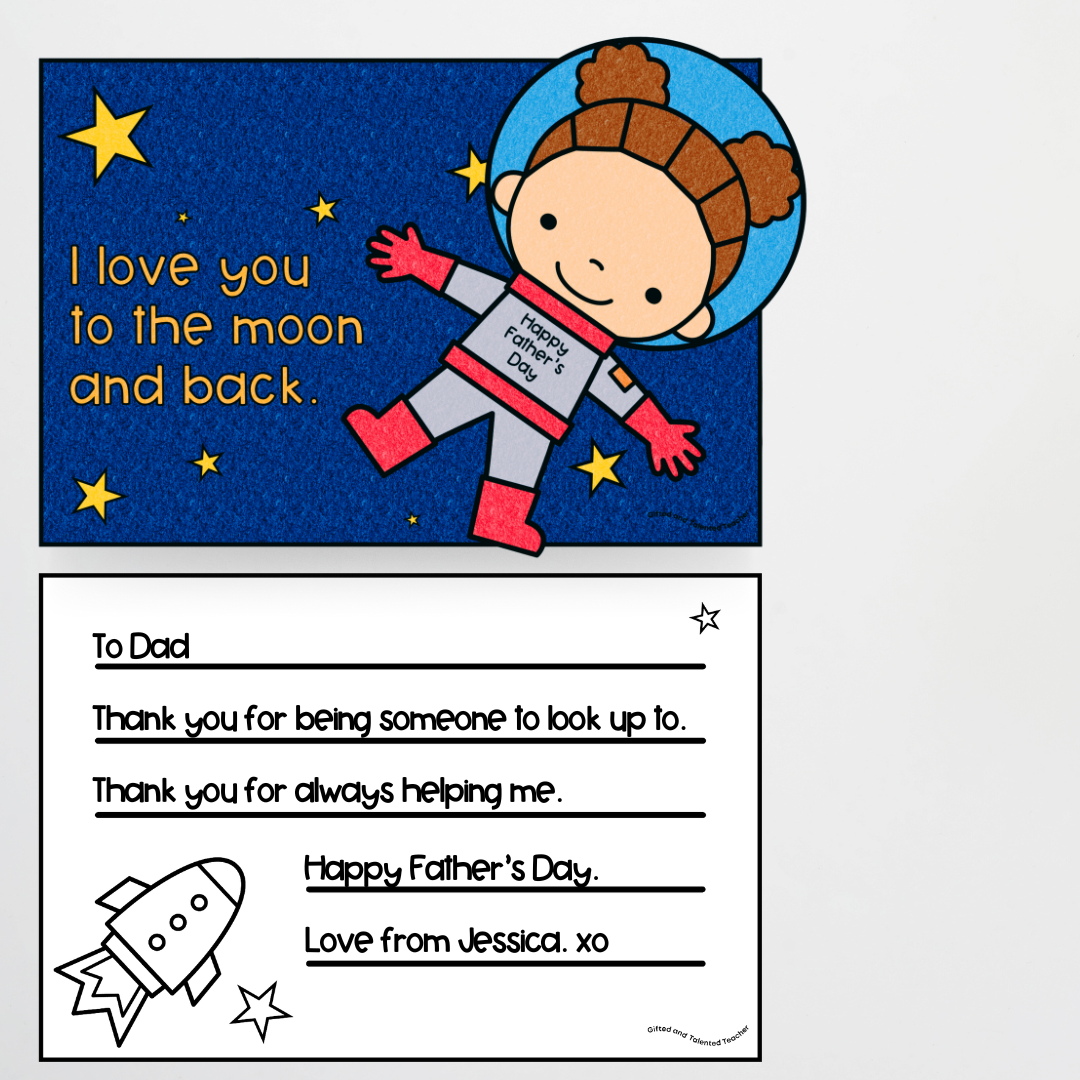 Space-Themed Father's Day Cards for the Classroom