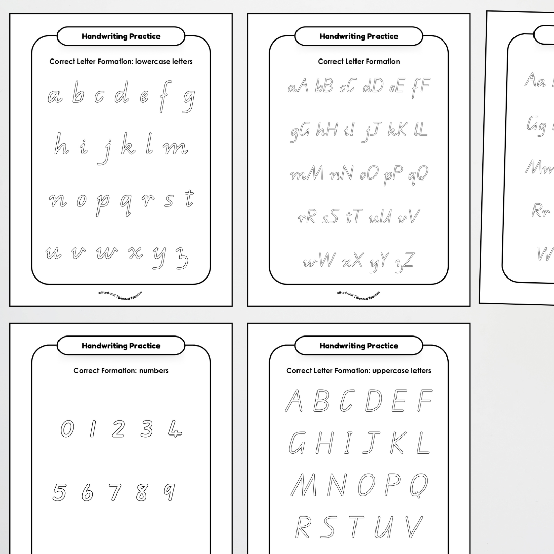 QLD Precursive Font Handwriting Tracing Mats - Rainbow