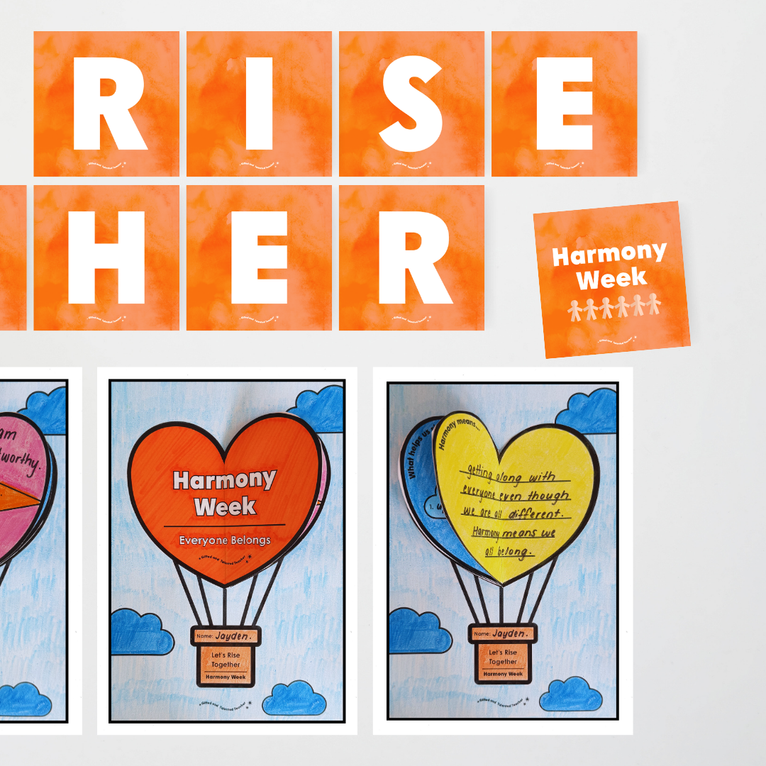 Harmony Day and Harmony Week: Let's Rise Together Heart Hot Air Balloon 3D Craft Activity - Teacher Resources & Classroom Decor
