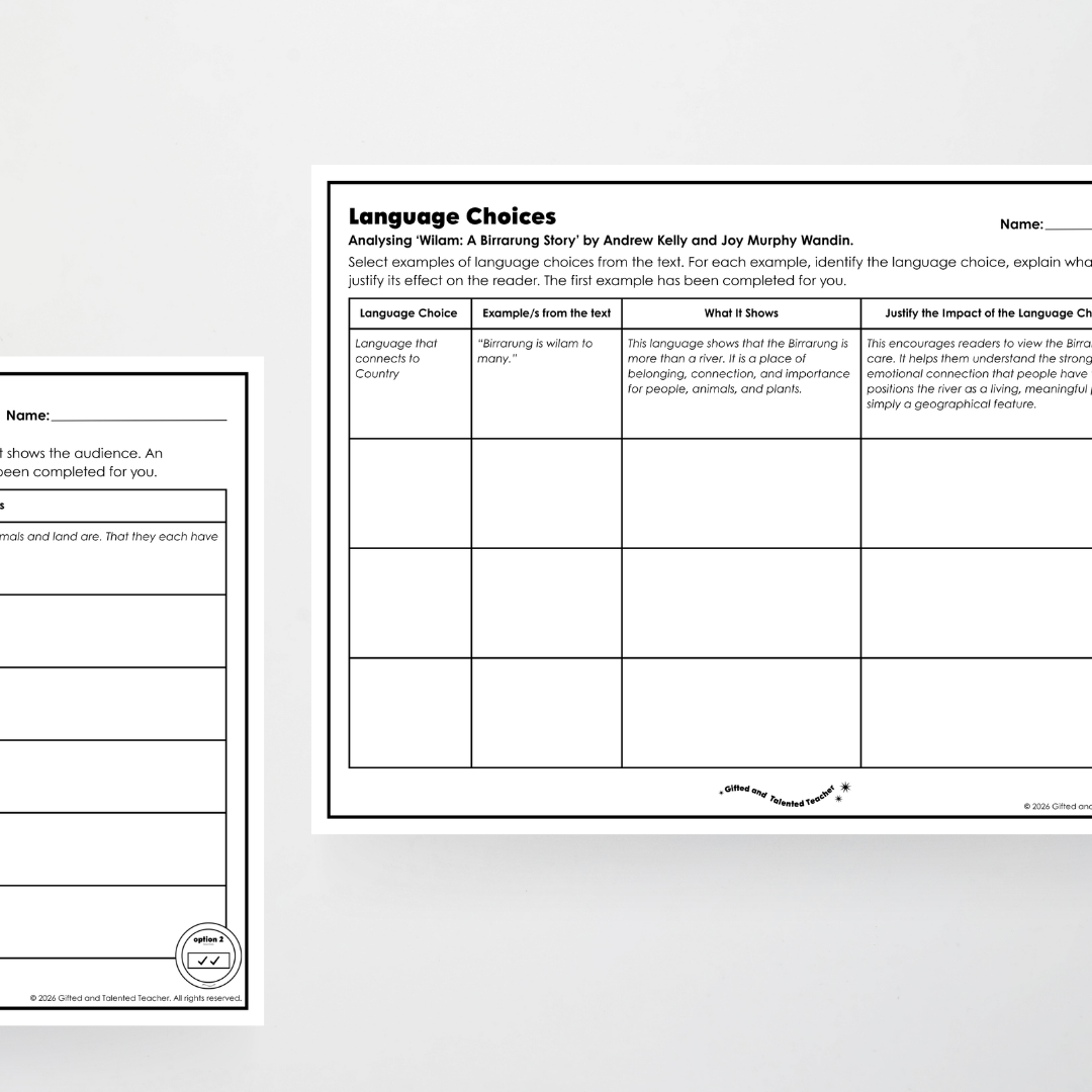 Year 5: Language Choices Activity and Teacher Resource