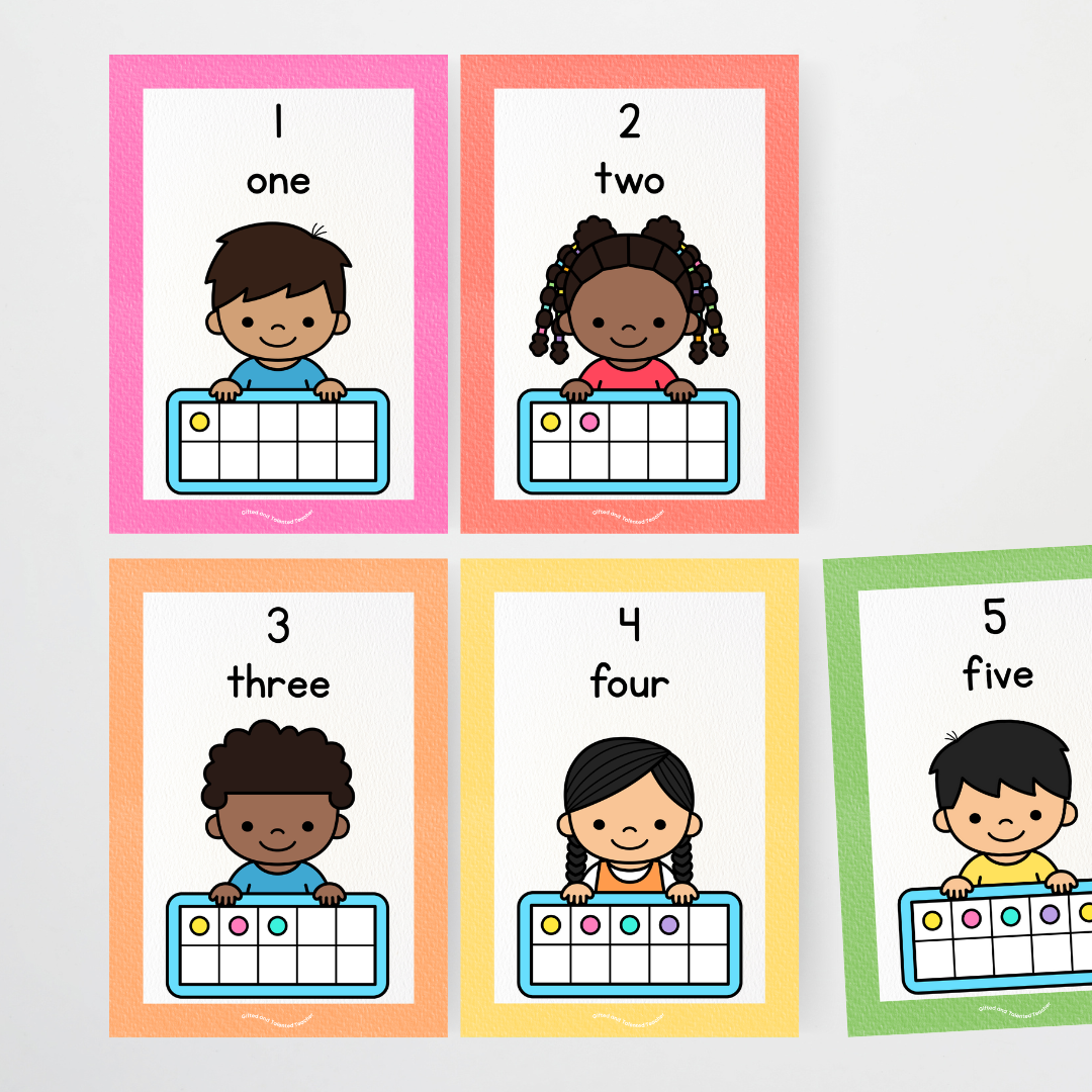 Ten Frames Posters - Place Value Posters: Numbers 0-20 Rainbow Classroom Decor