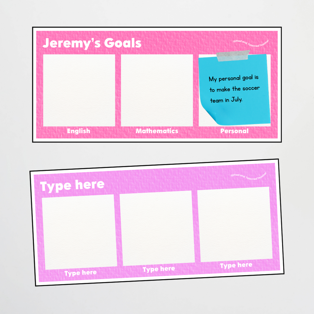 Goal Setting Template: 3 Goals - Radiant Rainbow Classroom Decor