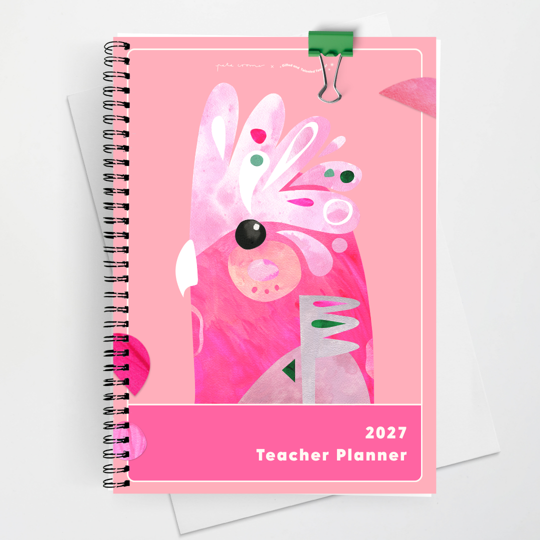 x Pete Cromer 2027 Weekly Teacher Planner: Galah - Australian Fauna and Flora Classroom Decor