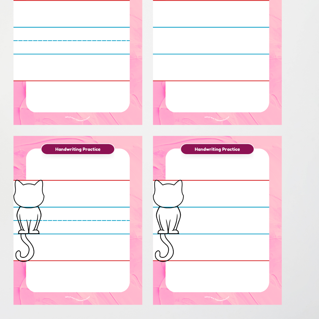 Cat Method Lines Cat Dotted Thirds Handwriting Practice Mats | Teacher Resources