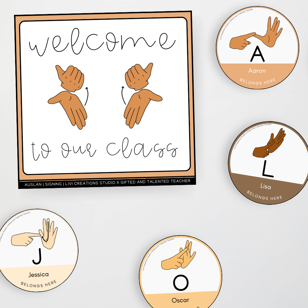 Livi Creations Studio: Auslan Welcome Door Display - Auslan Classroom Decor
