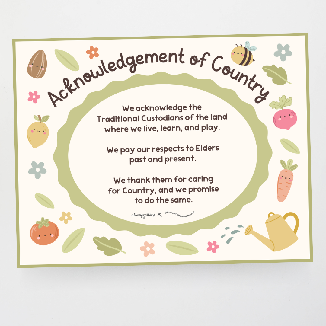 Acknowledgement of Country - Farmers Market Classroom Decor