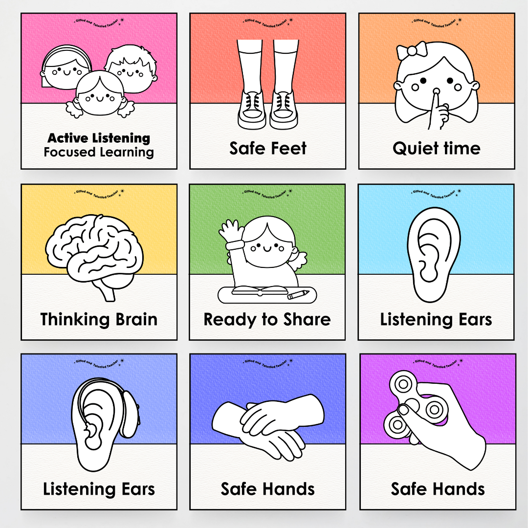 Inclusive Active Listening Editable Classroom Display - Rainbow Classroom Decor - Teacher Resources & Classroom Decor