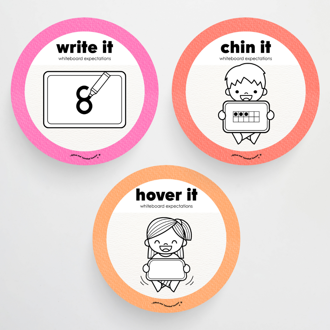Mini Whiteboard Expectations, Prompts and Cues: Circle Icons - Rainbow Classroom Decor