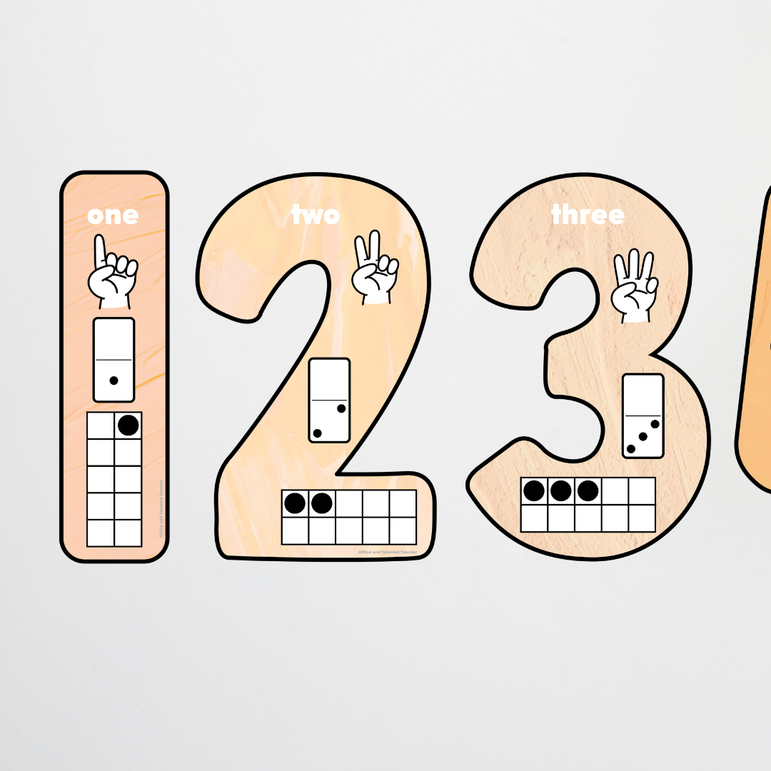 Place Value Number Set Counting Posters - Neutral Classroom Decor