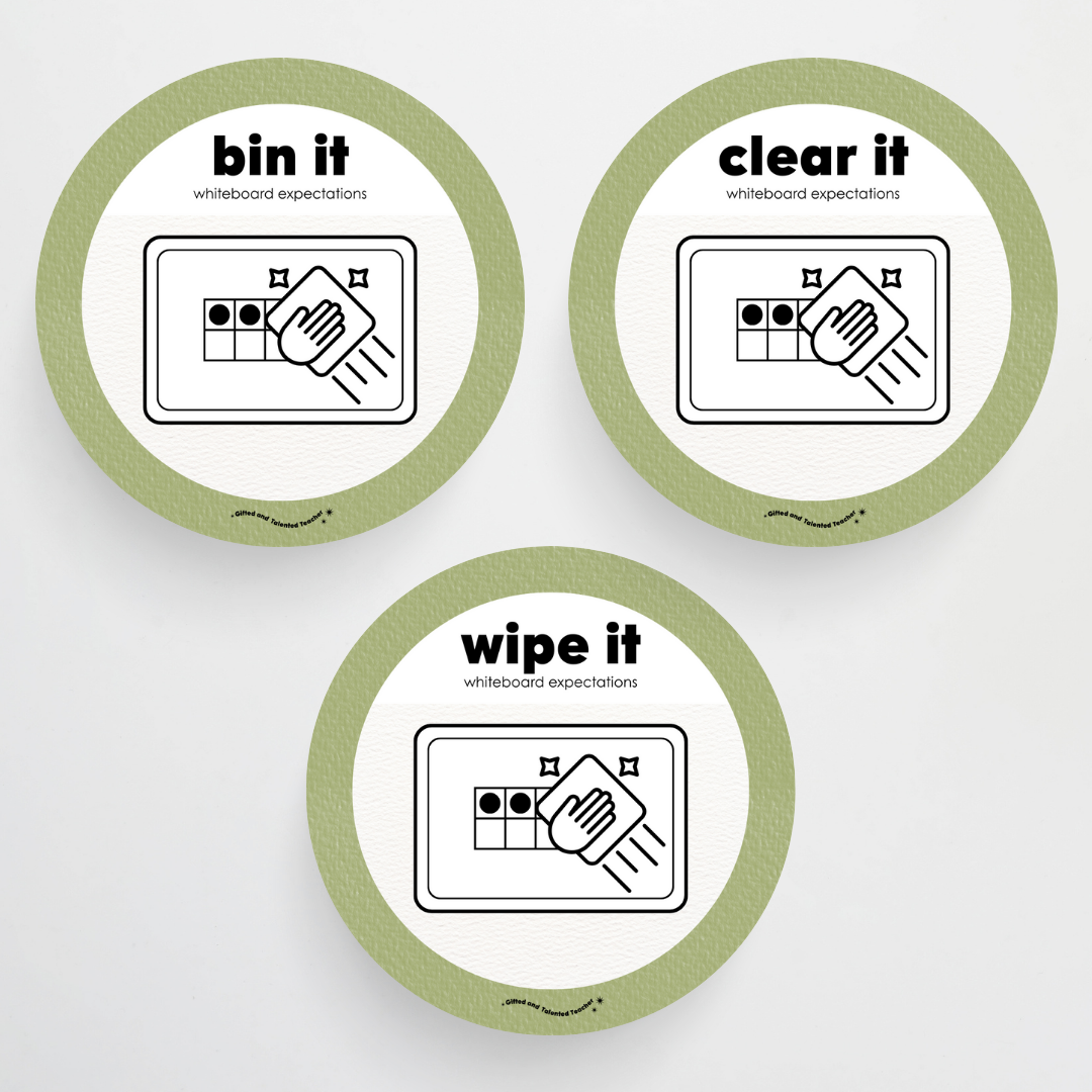 Mini Whiteboard Expectations, Prompts and Cues: Circle Icons - Woodland Classroom Decor