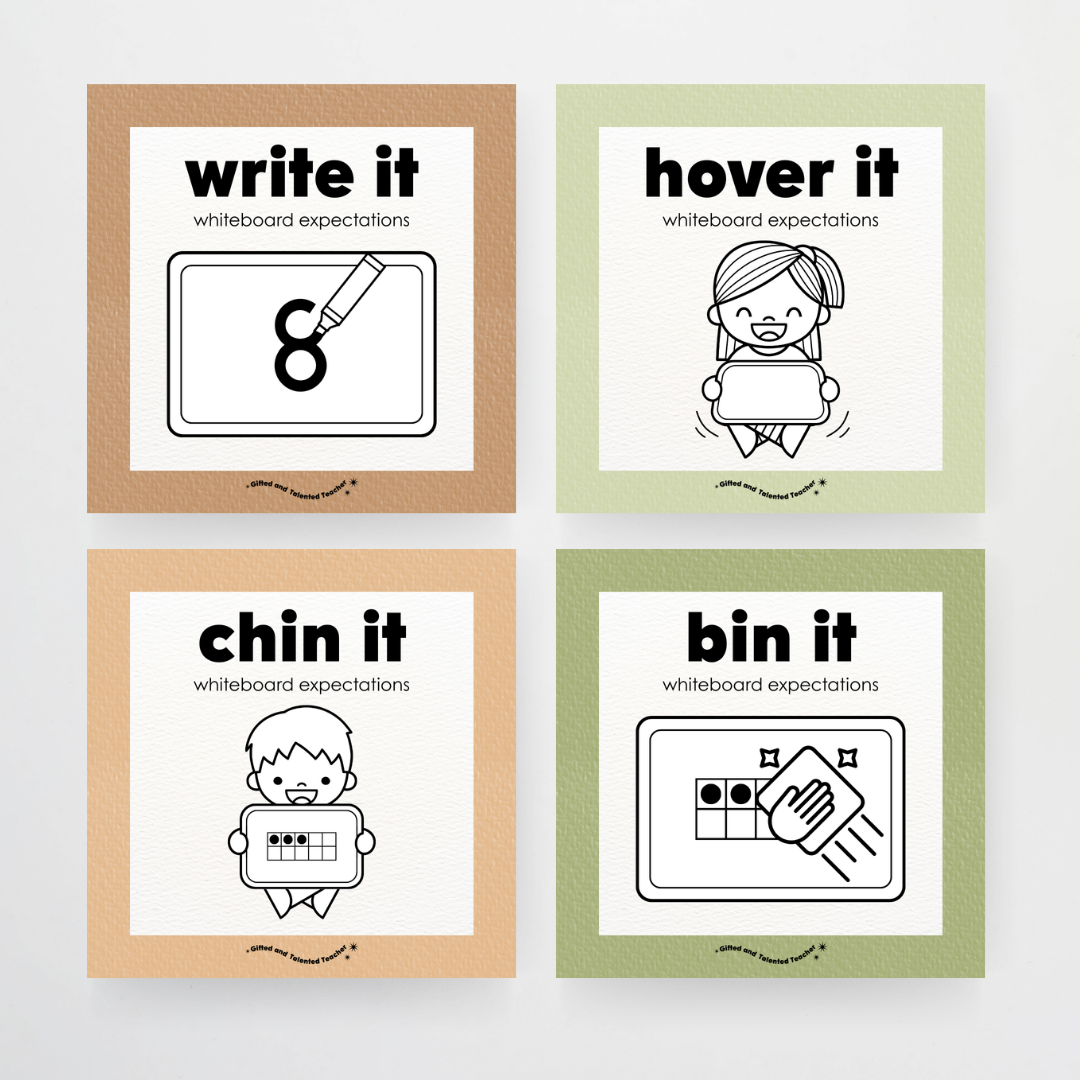 Mini Whiteboard Expectations, Prompts and Cues: Square Icons - Woodland Classroom Decor