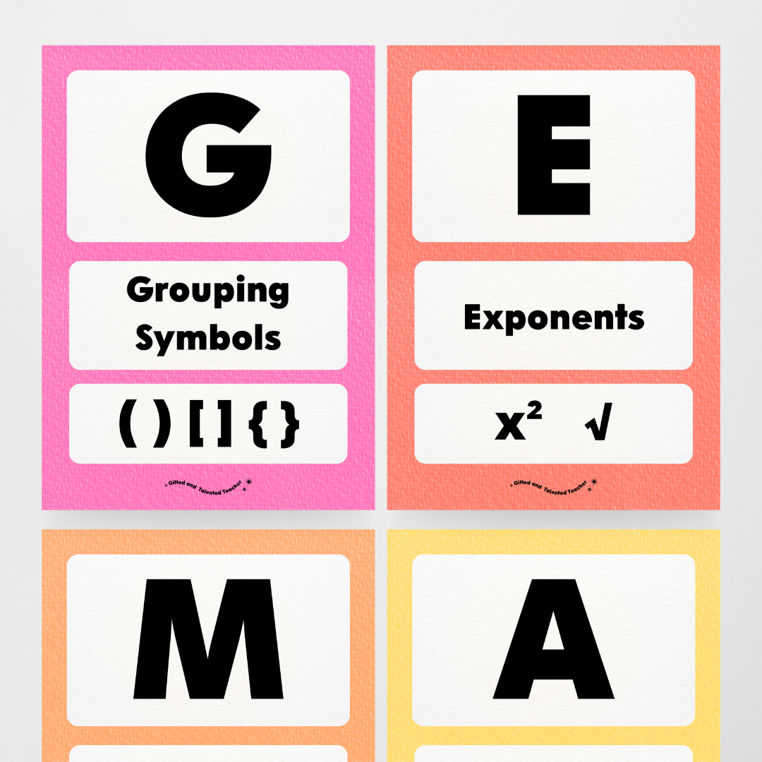 GEMA Order of Operations - Rainbow Classroom Decor