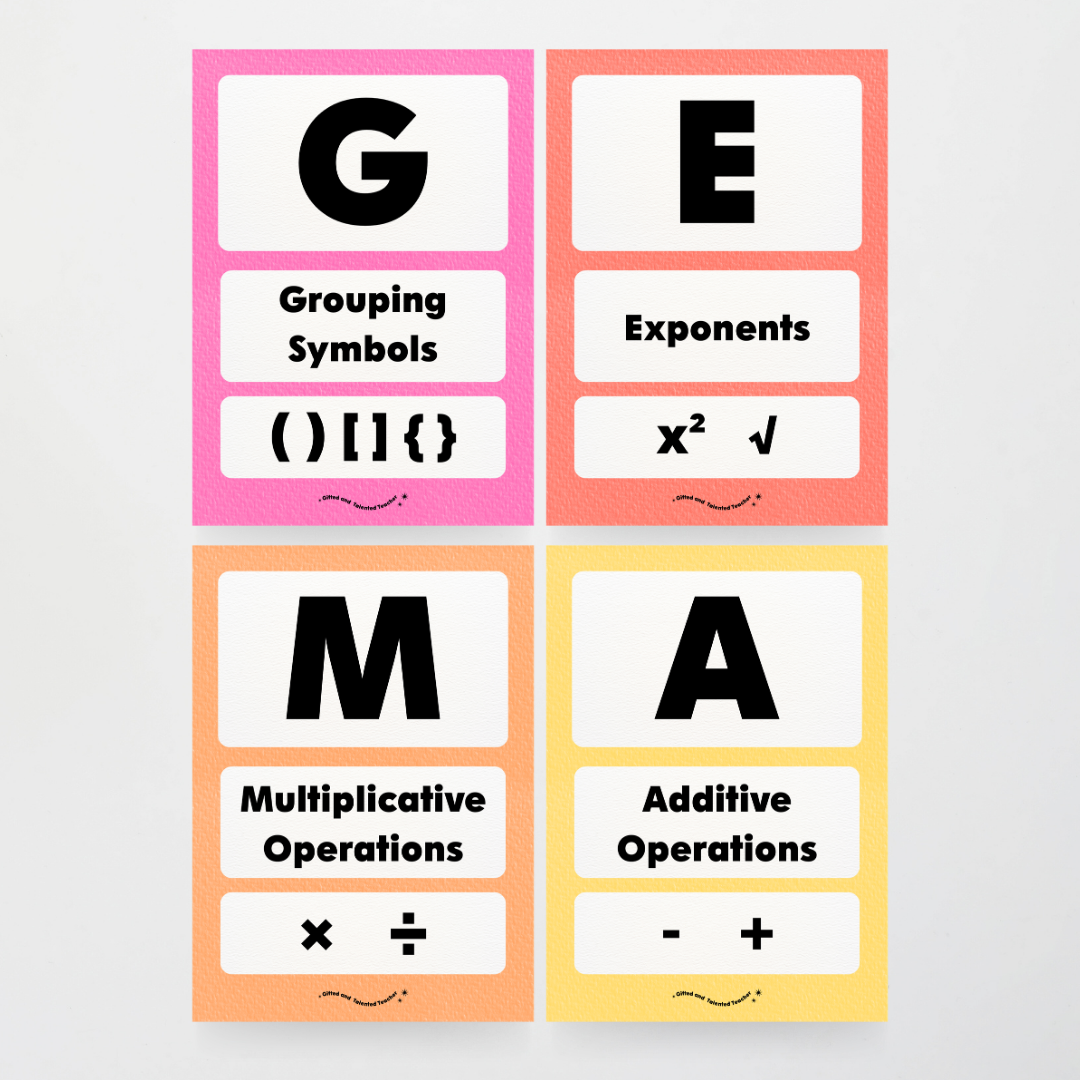 GEMA Order of Operations - Rainbow Classroom Decor