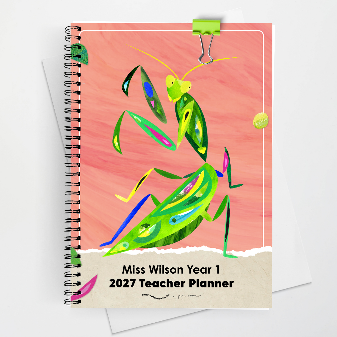 x Pete Cromer 2027 Weekly Teacher Planner: Garden Mantis - Insect Life Classroom Decor