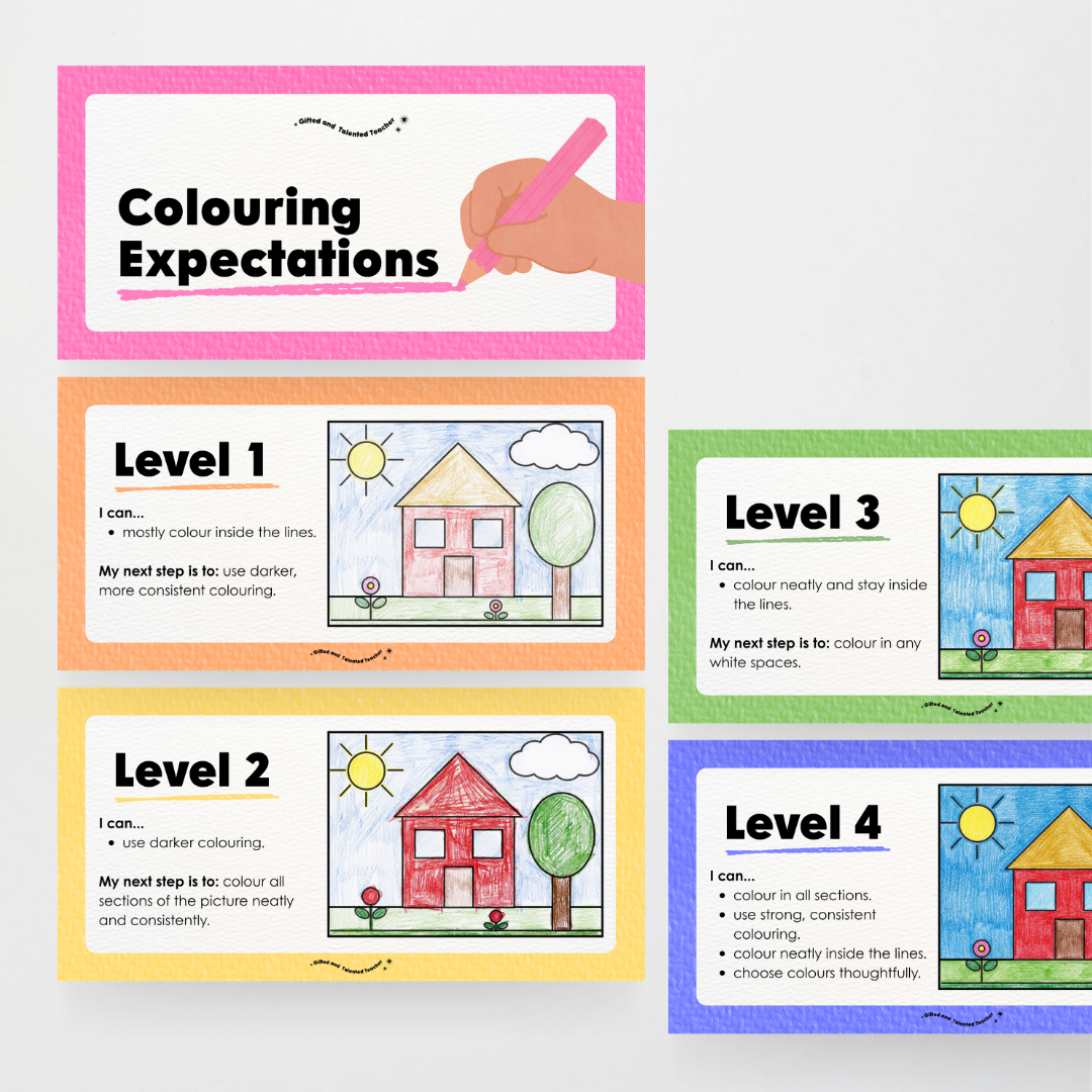 Colouring / Coloring Expectations Classroom Wall Display - Rainbow Classroom Decor