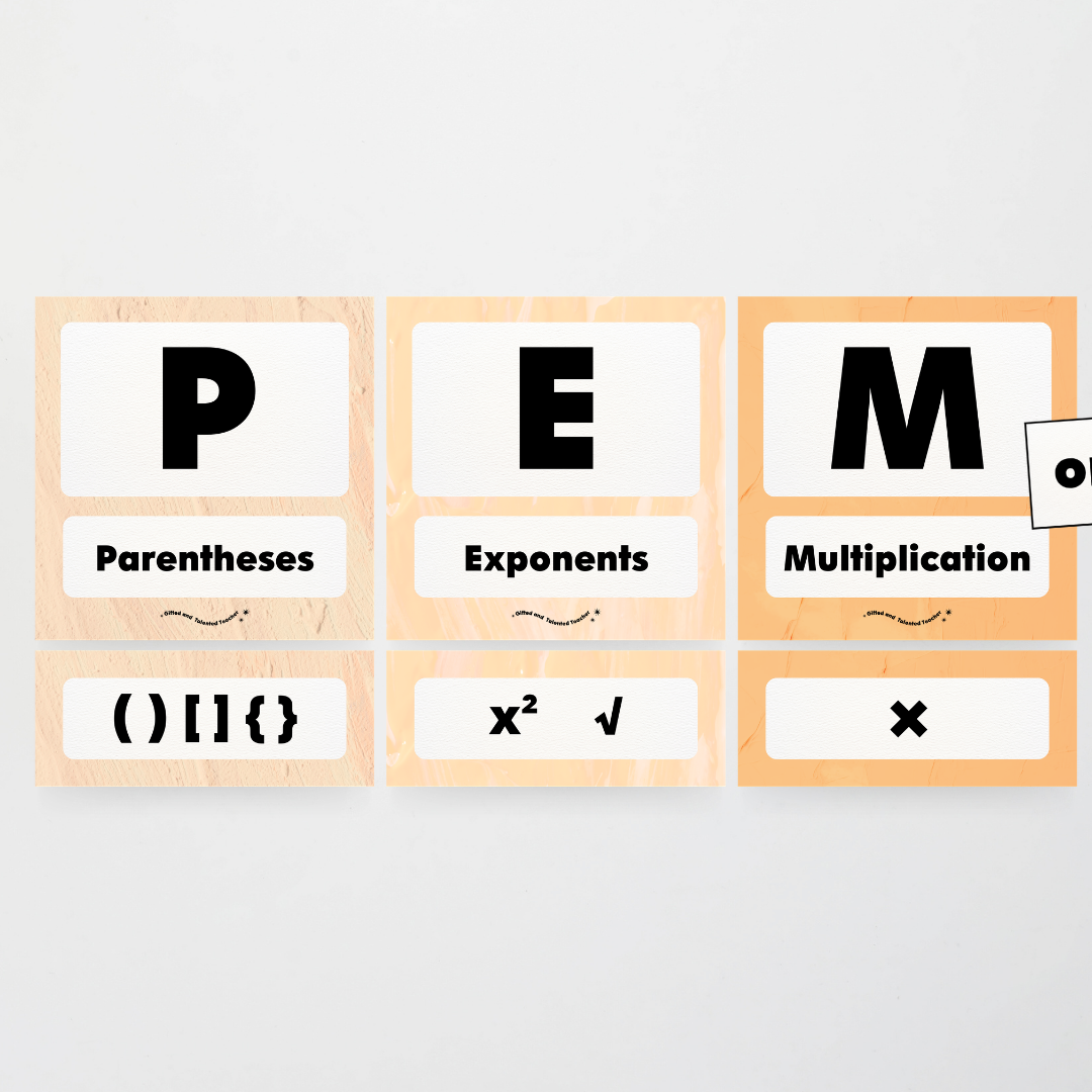 PEMDAS Order of Operations - Neutral Classroom Decor - Teacher Resources & Classroom Decor