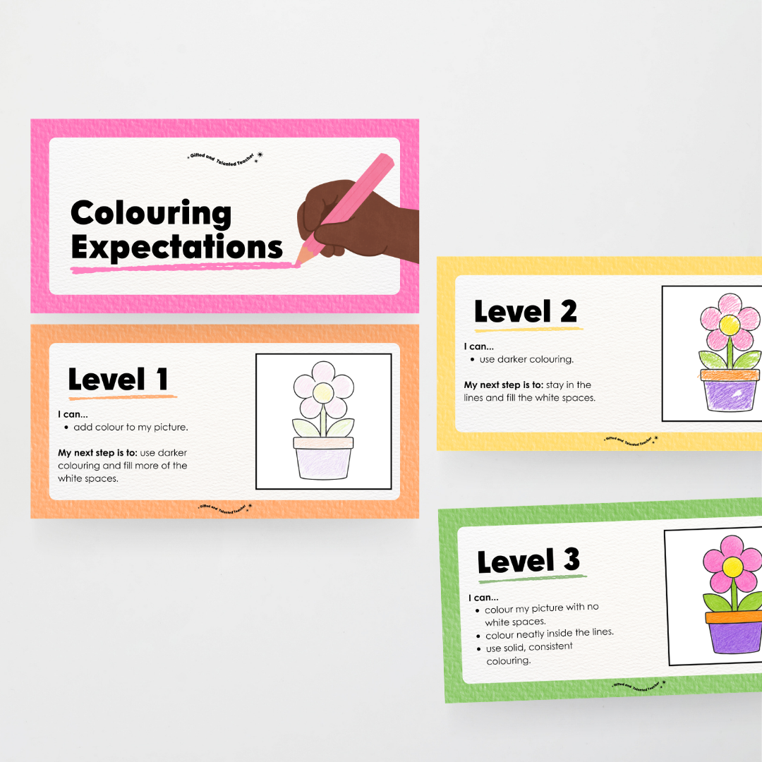 Colouring / Coloring Expectations Classroom Wall Display - Rainbow Classroom Decor