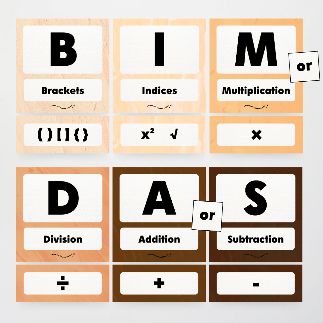 BIMDAS Order of Operations - Neutral Classroom Decor - Teacher Resources & Classroom Decor