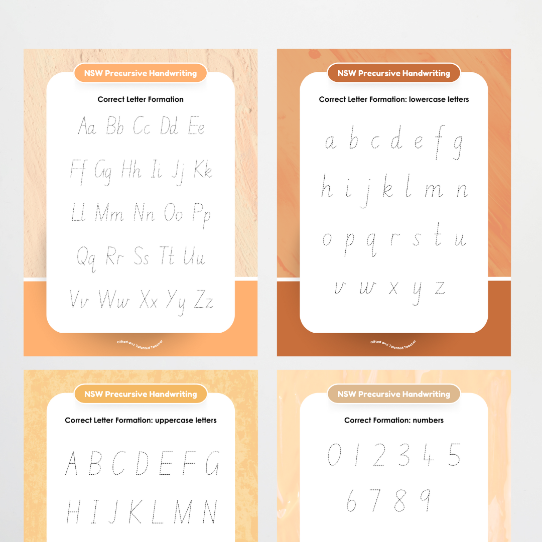 NSW Precursive Handwriting Tracing Mats - Neutral