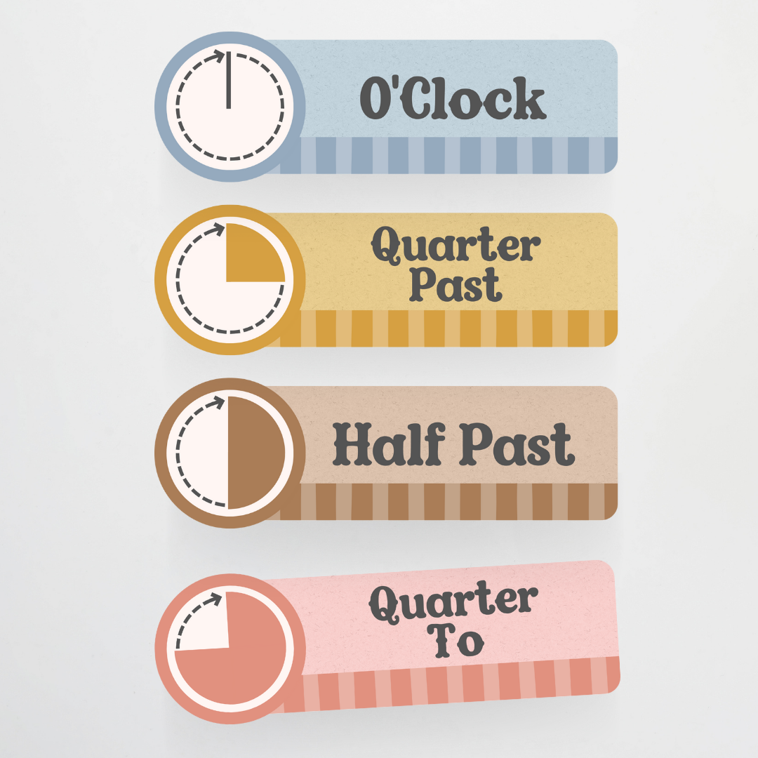 Clock Labels - Little Circus Classroom Decor