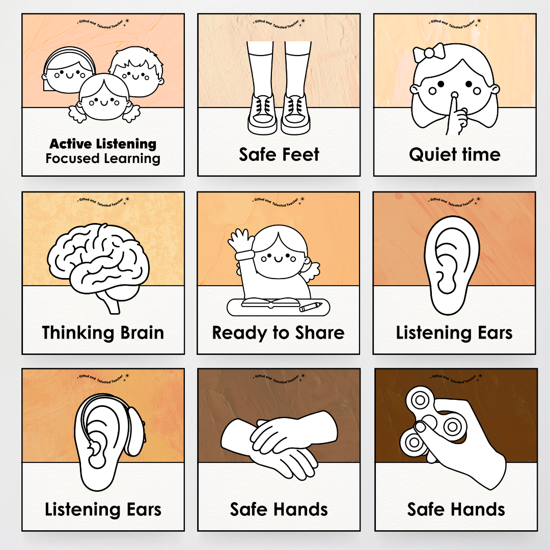 Inclusive Active Listening Editable Classroom Display - Neutral Classroom Decor - Teacher Resources & Classroom Decor